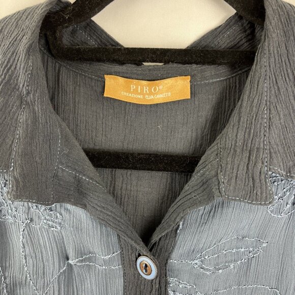 Elisa Cavaletti Lagenlook Boho Flowy Wool-Silk-Blend Blouse Womens Size S - Picture 5 of 13